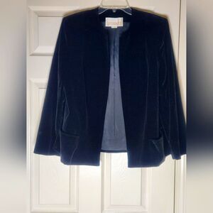 Vtg Cassandra 36 Black Velvet Pockets Lngslv Lined Women's Opened Blazer Japan